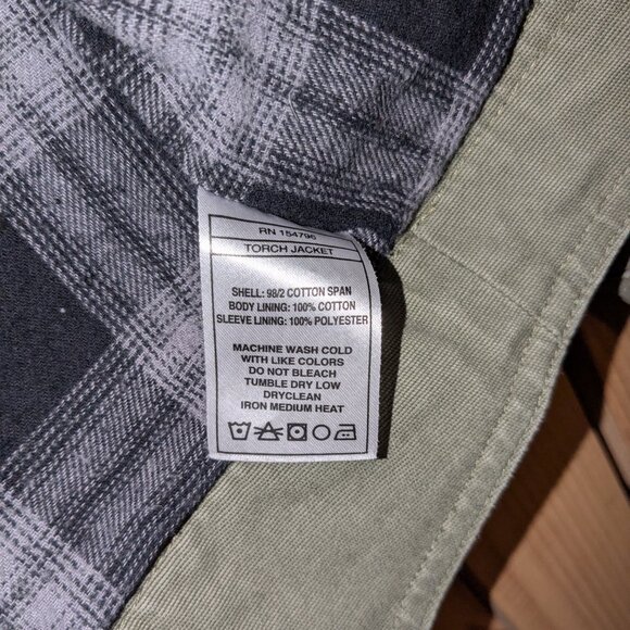 Off The Grid Torch Canvas Jacket Mens Medium Army Green Flannel Lined Snap Close - Picture 9 of 14